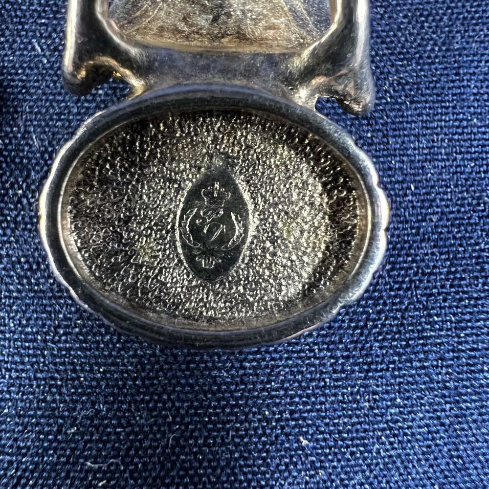 Vintage Sterling Silver Pendant Set With Blue & Black Stones Ornate Designs - Picture 4 of 6